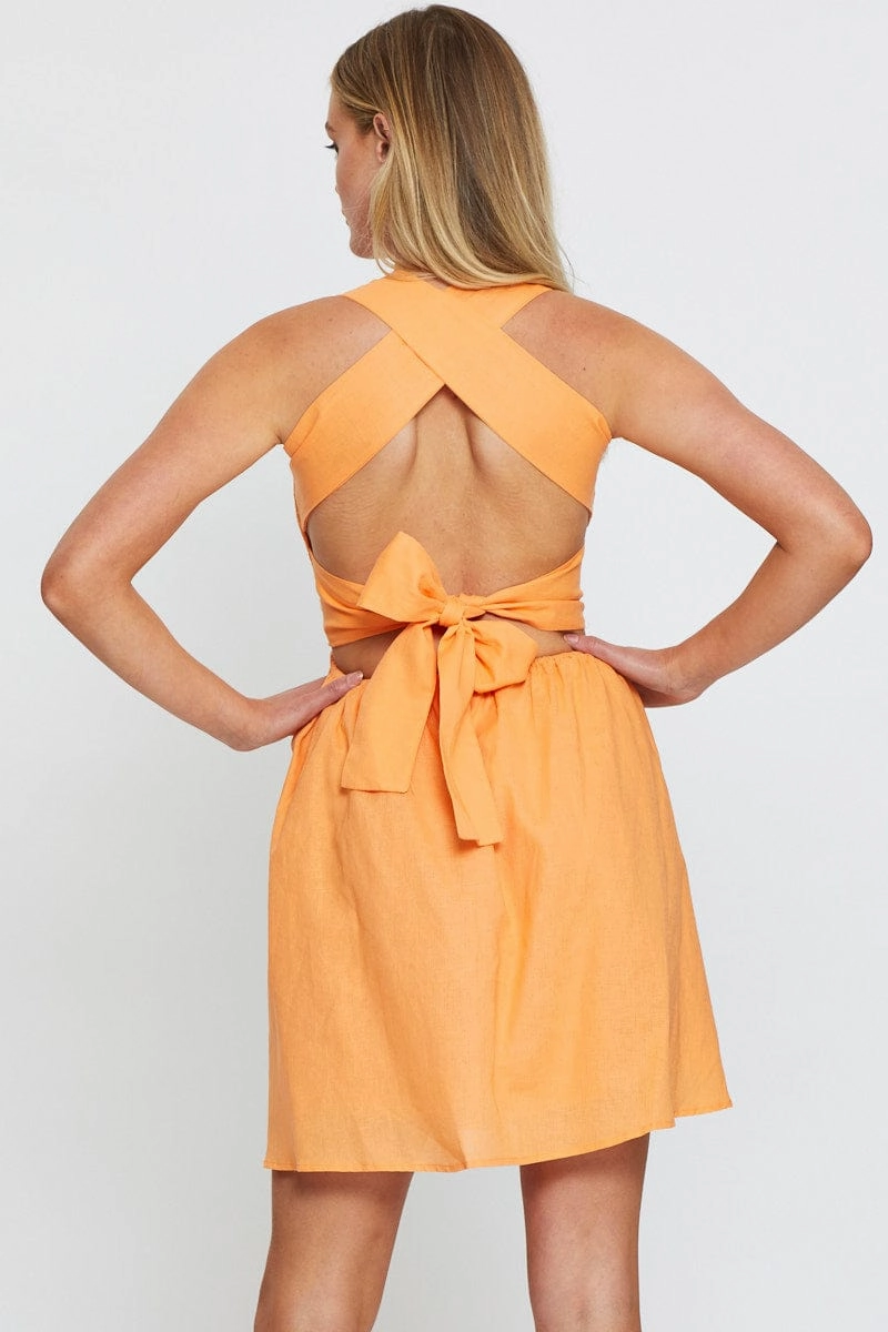 Orange Mini Dress Sleeveless