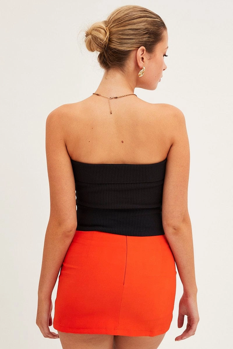 Orange Mini Skirt High Rise
