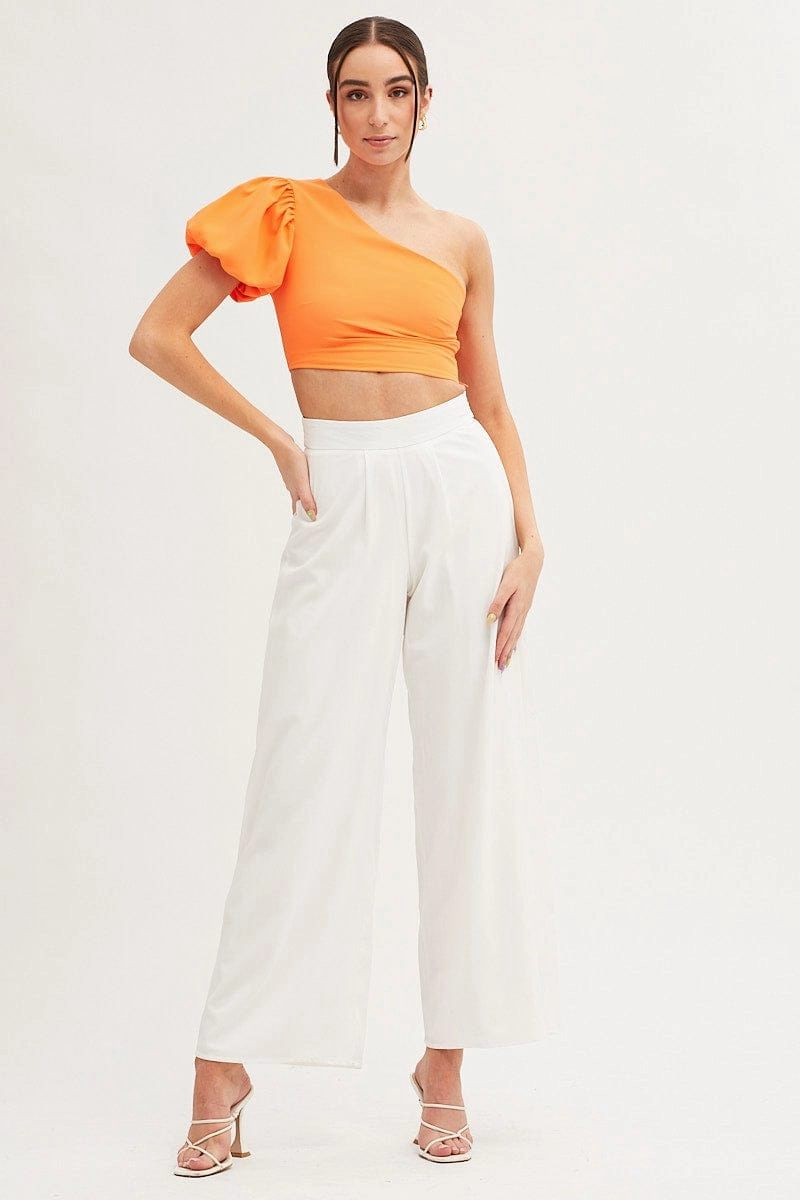 Orange One Shoulder Crop Top