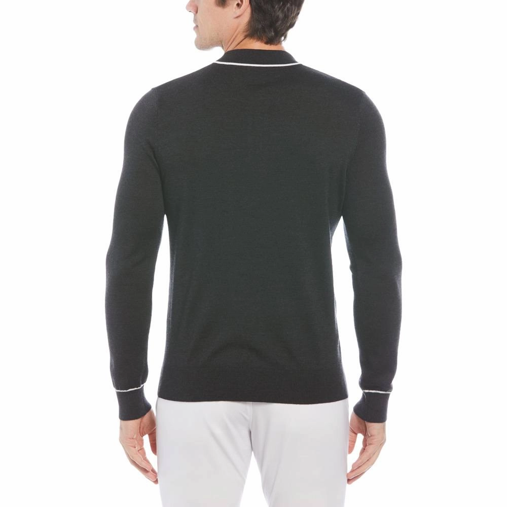 Original Penguin Earl Merino Wool Blend Golf Sweater Dark Caviar Heather - FA23 Men