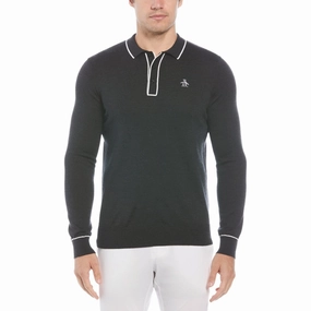 Original Penguin Earl Merino Wool Blend Golf Sweater Dark Caviar Heather - FA23 Men