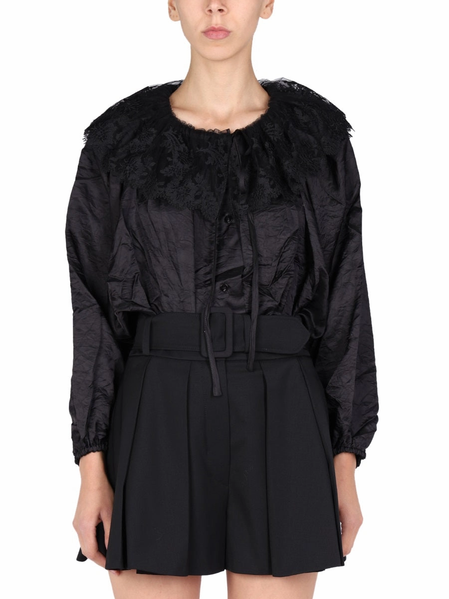 Patou Laced Detail Tie-Neck Blouse