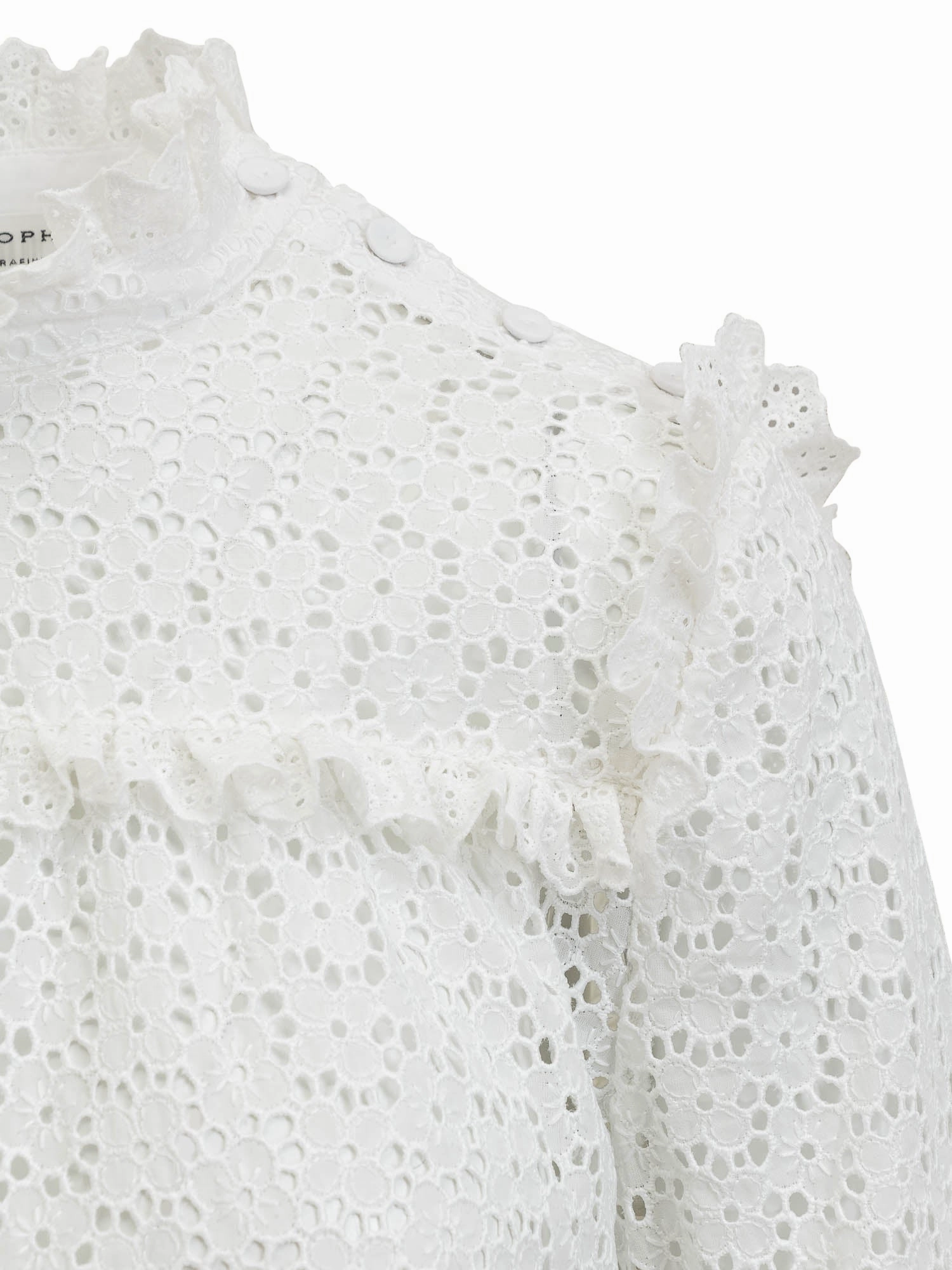 Philosophy Di Lorenzo Serafini Floral Broderie Anglaise High-Neck Blouse