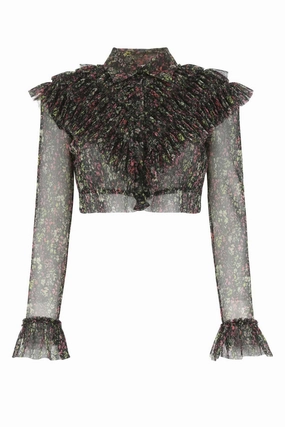 Philosophy Di Lorenzo Serafini Floral Printed Cropped Blouse