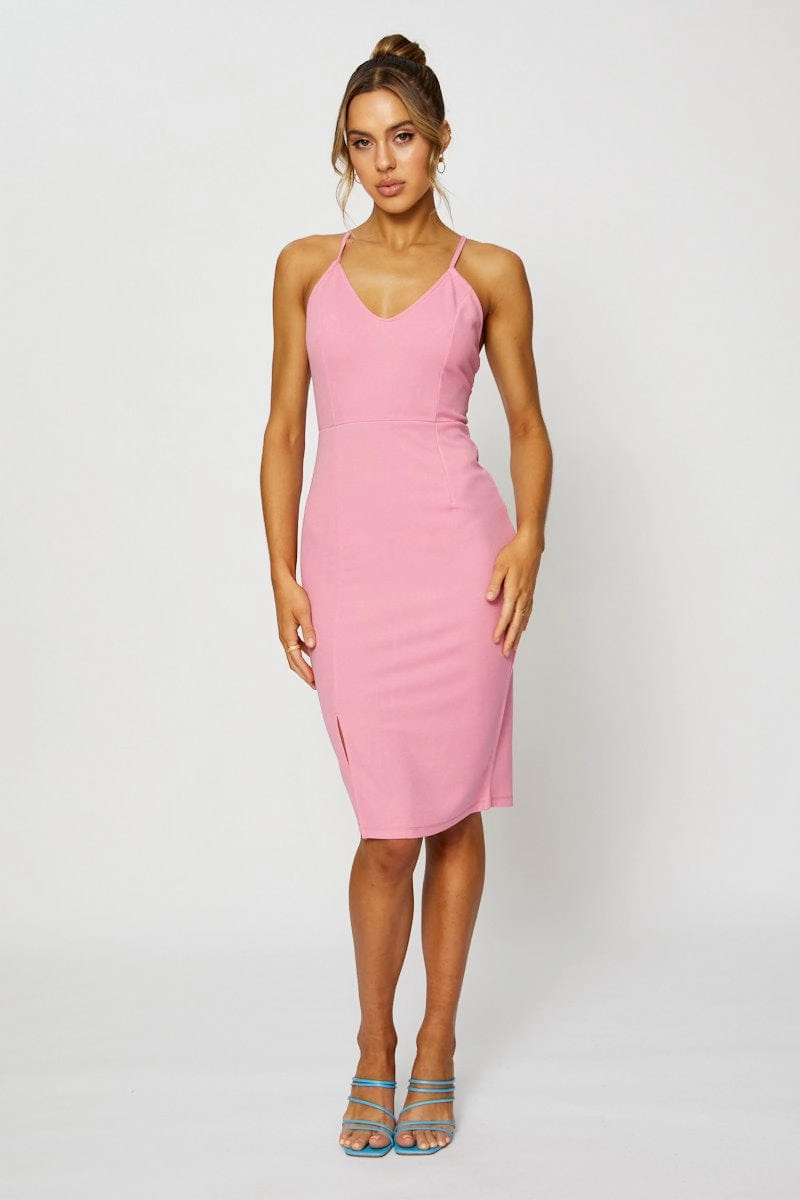 Pink Bodycon Dress Midi