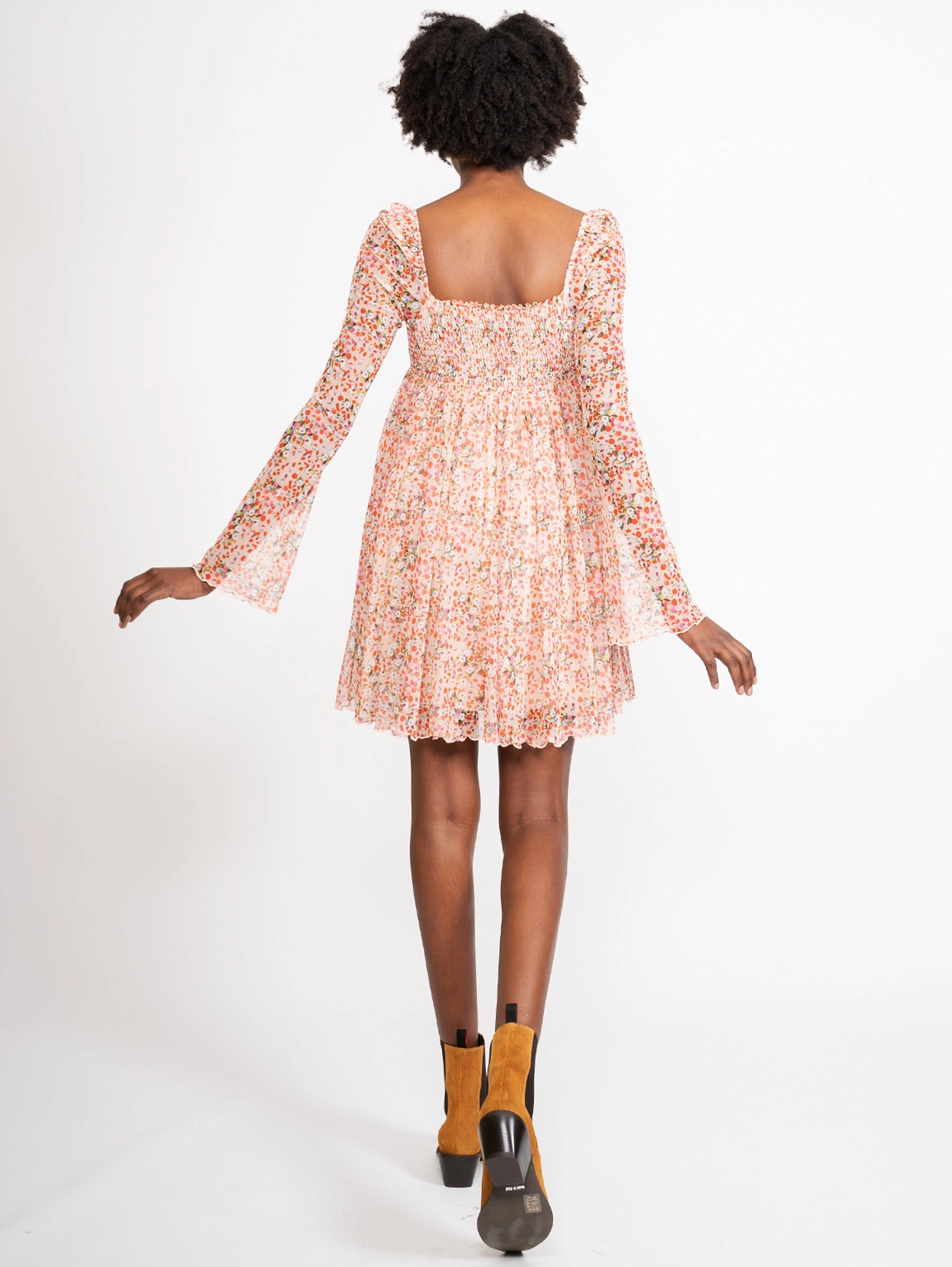 Pink Floral Print Dress