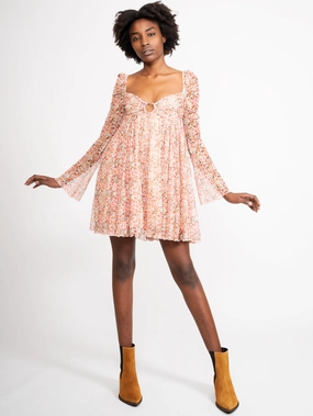 Pink Floral Print Dress