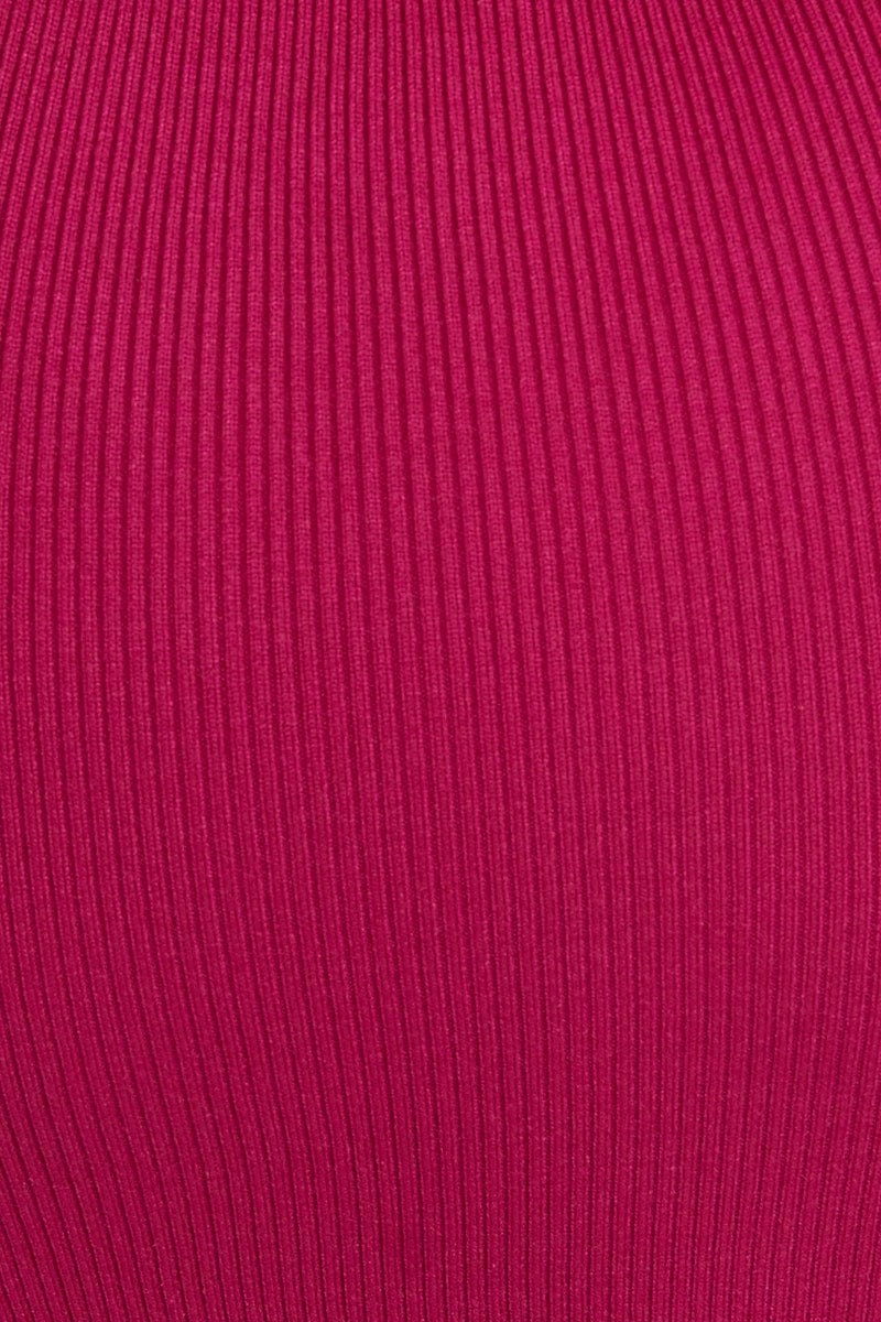 Pink Knit Skirt Midi High Rise