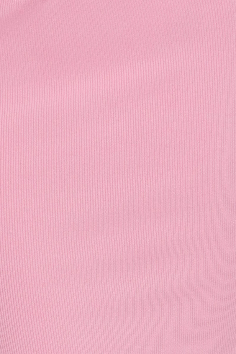 Pink Midi Skirt Rig Detailed Ribbed Jersey
