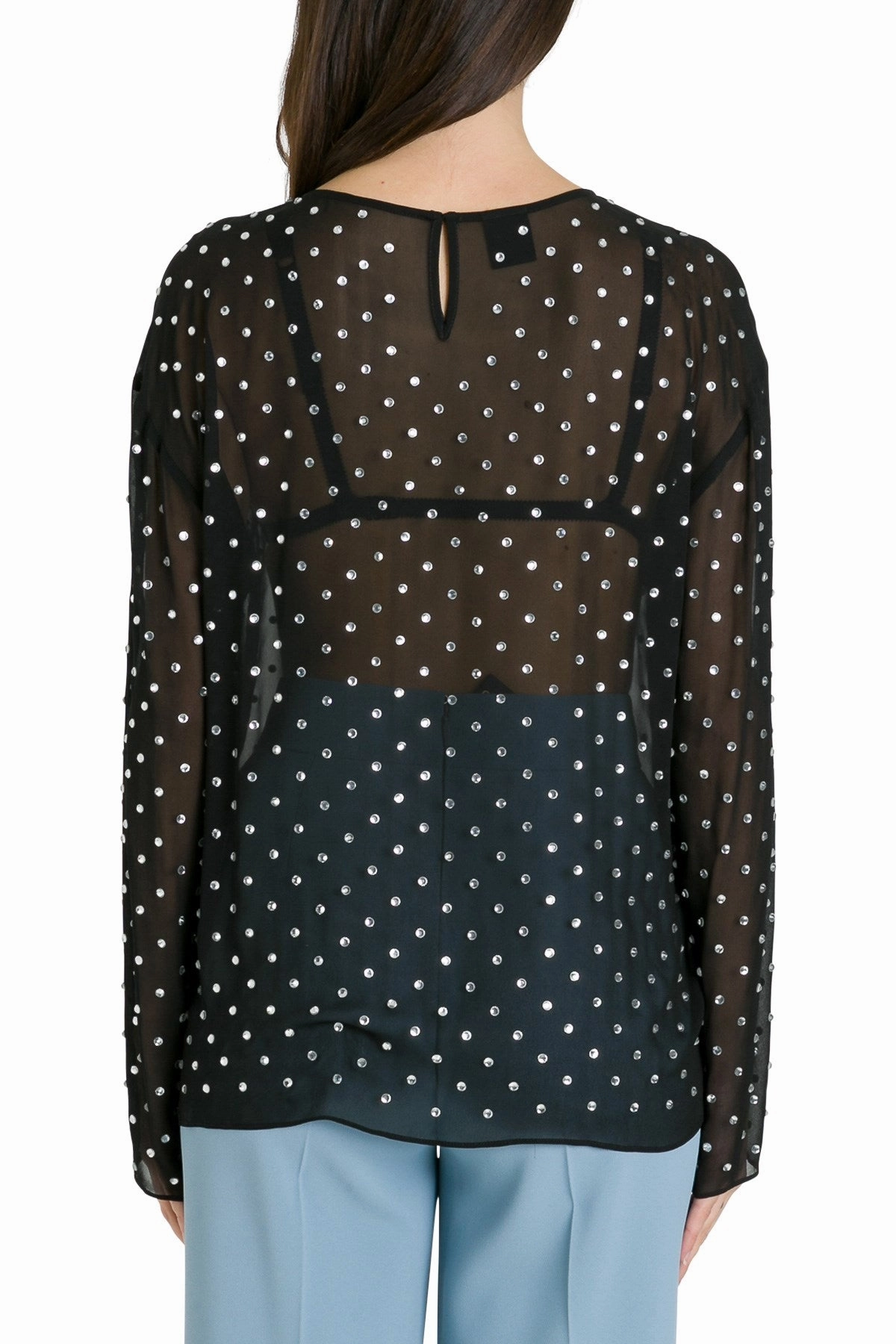 Pinko Polka Dot Crewneck Long Sleeved Blouse
