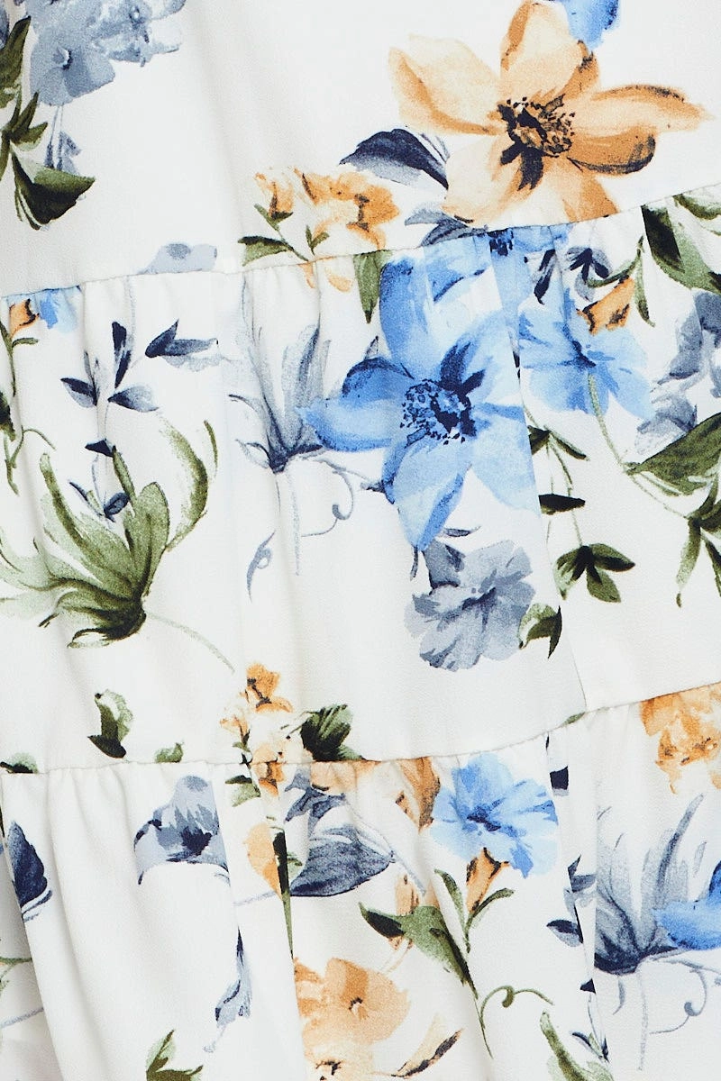 Print A Line Dress Midi