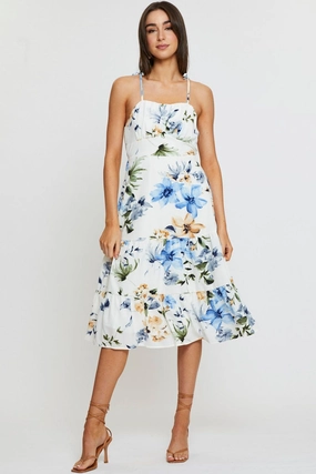 Print A Line Dress Midi