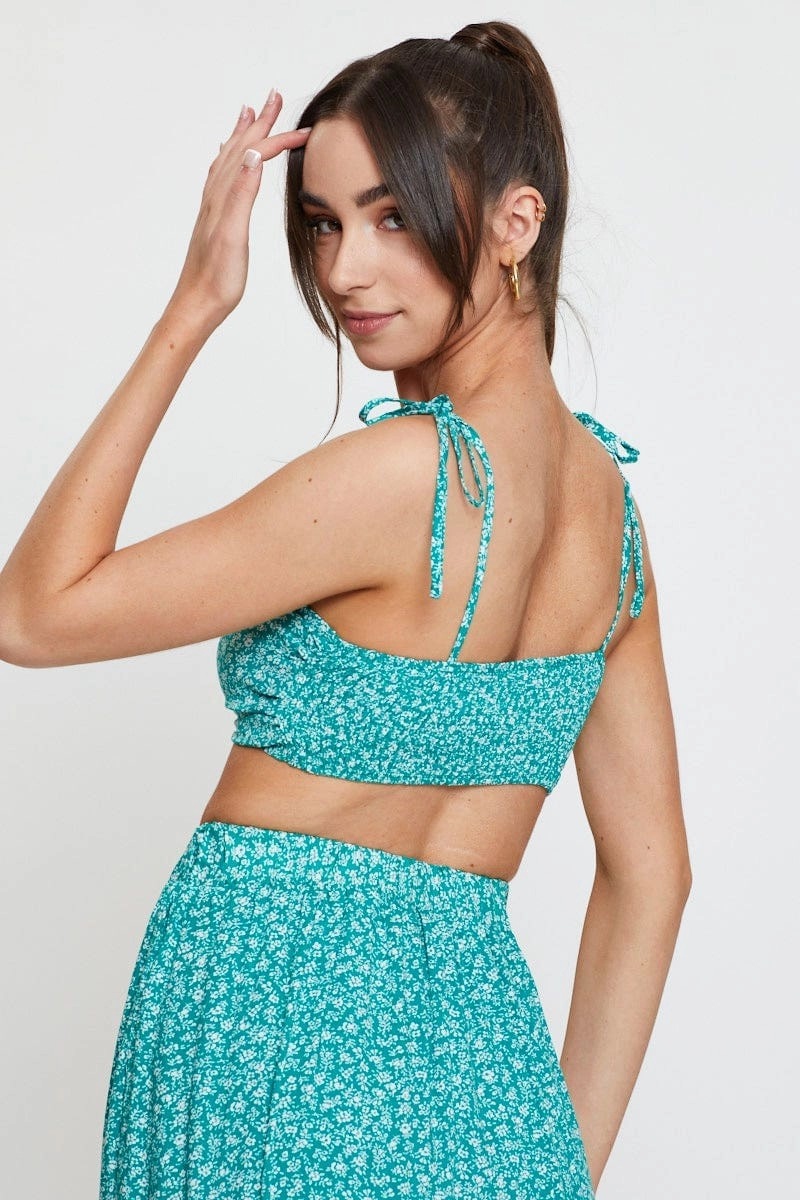 Print Crop Top Sleeveless