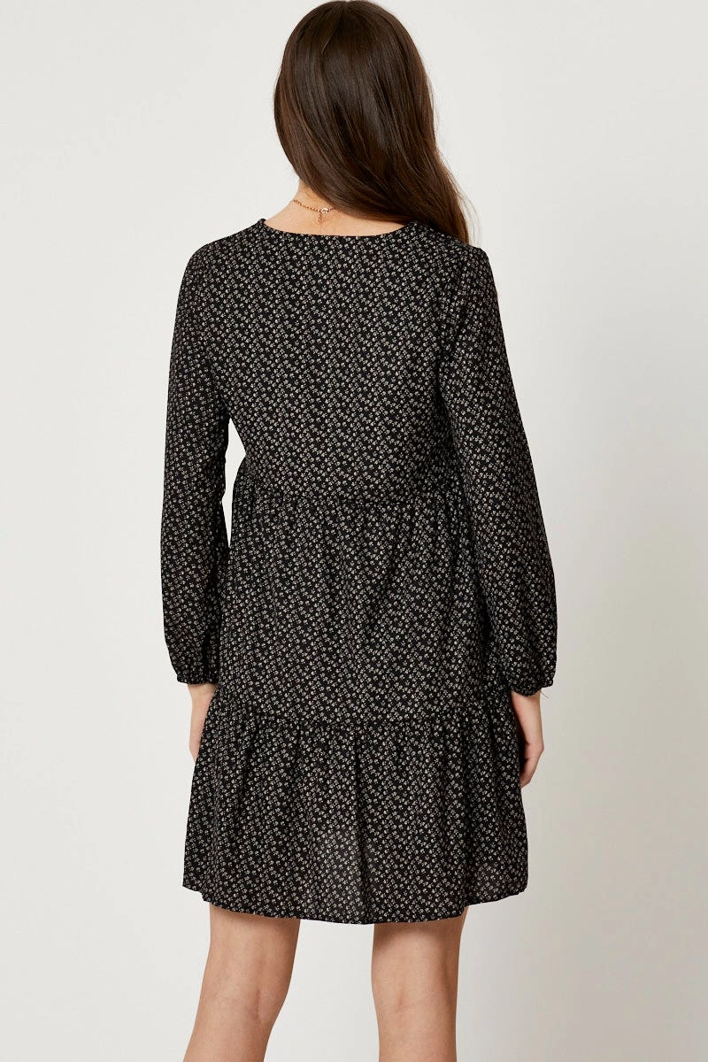 Print Mini Dress Long Sleeve