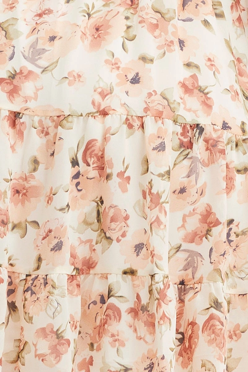 Print Mini Dress Long Sleeve V Neck
