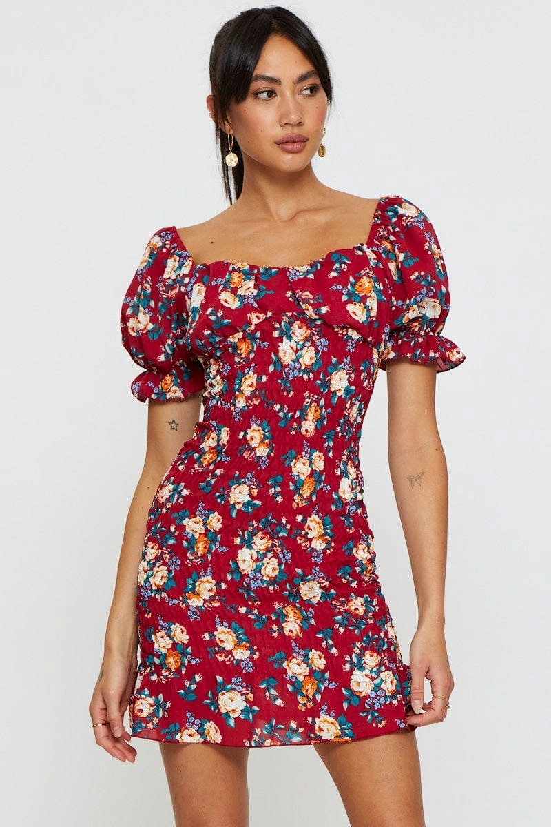Print Mini Dress Short Sleeve