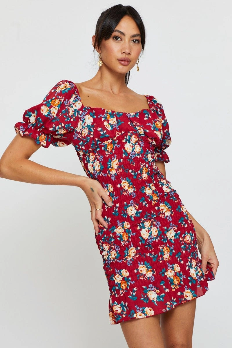 Print Mini Dress Short Sleeve