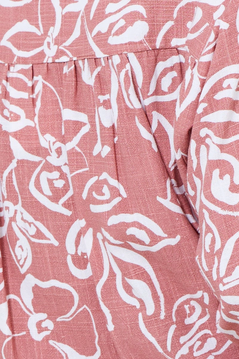 Print Wrap Top Short Sleeve