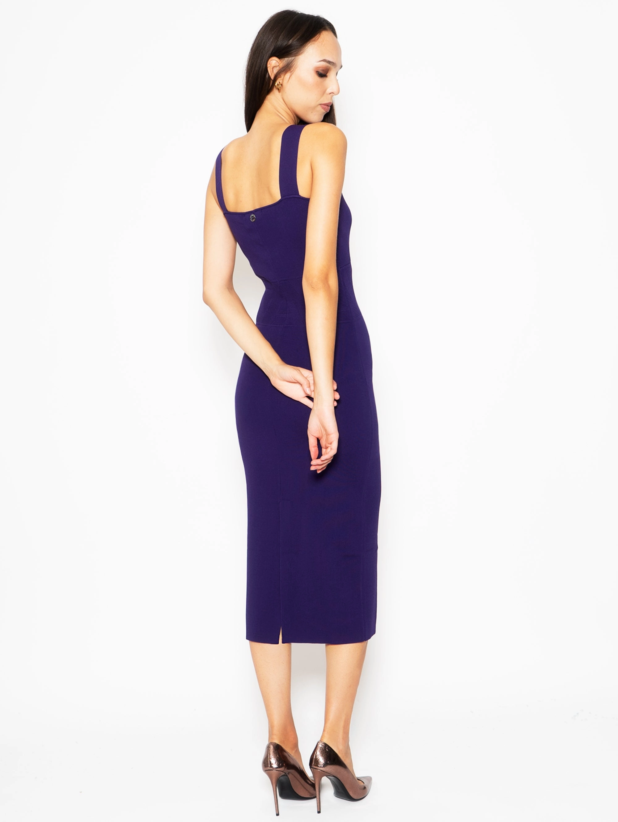 Purple Sheath Dress with Square Neckline