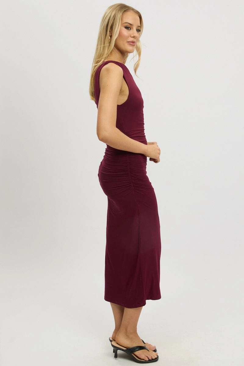 Red Bodycon Dress Twist Off Shoulder