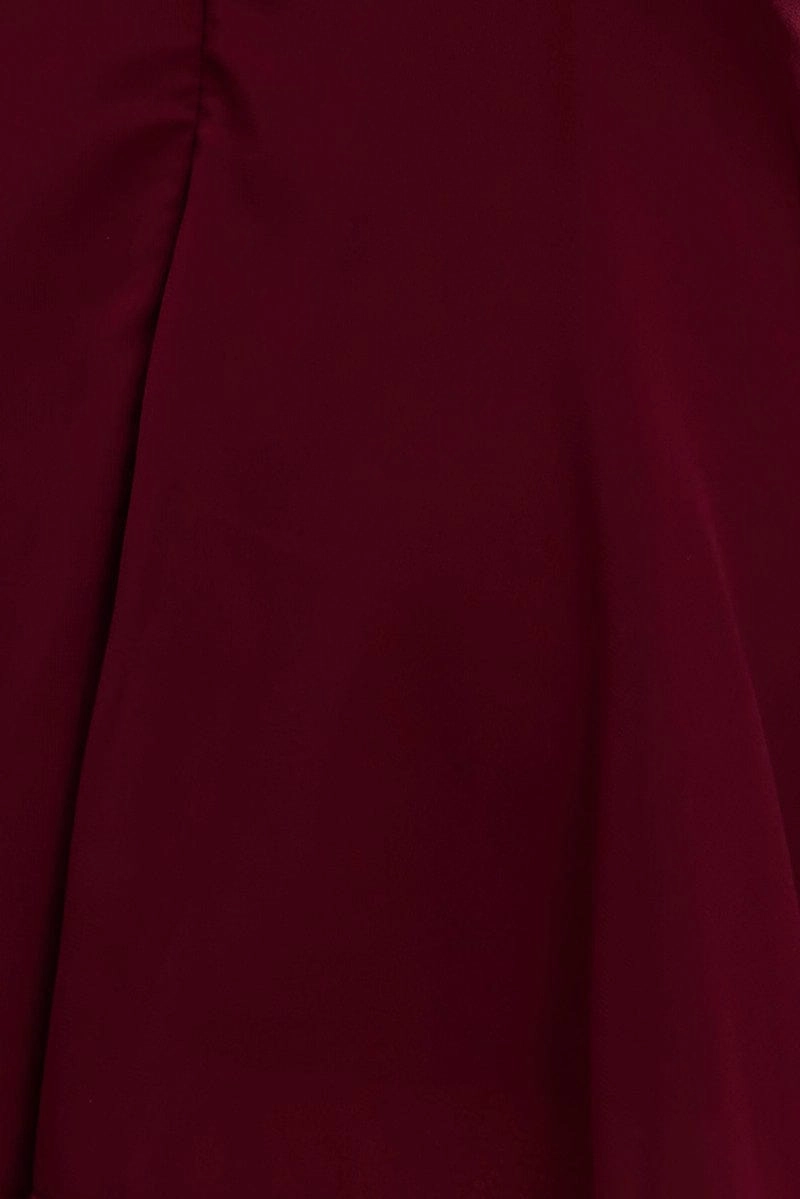 Red Mini Dress Ruffle Detail Chiffon