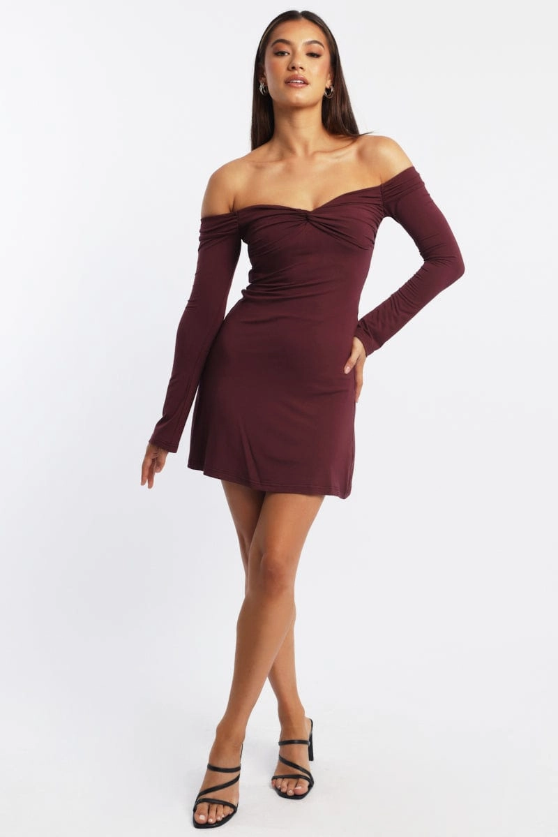 Red Off Shoulder Mini Dress