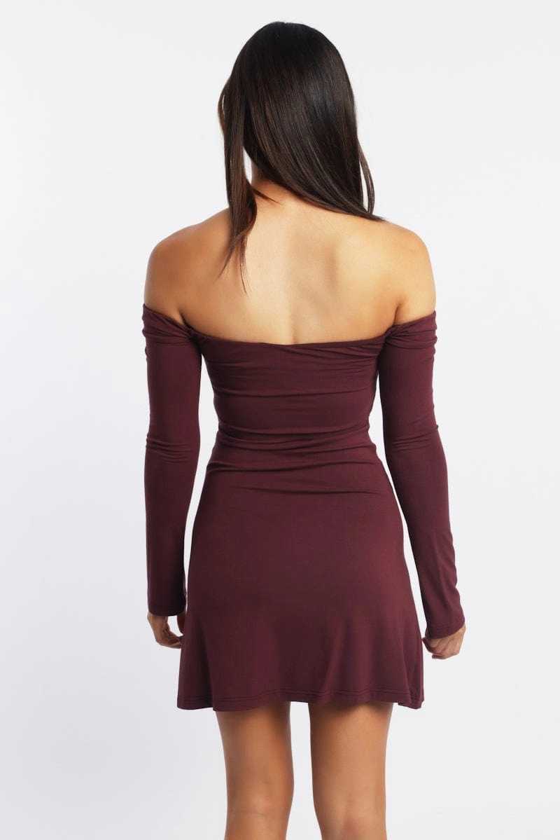 Red Off Shoulder Mini Dress