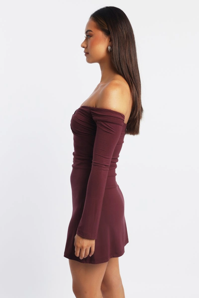 Red Off Shoulder Mini Dress
