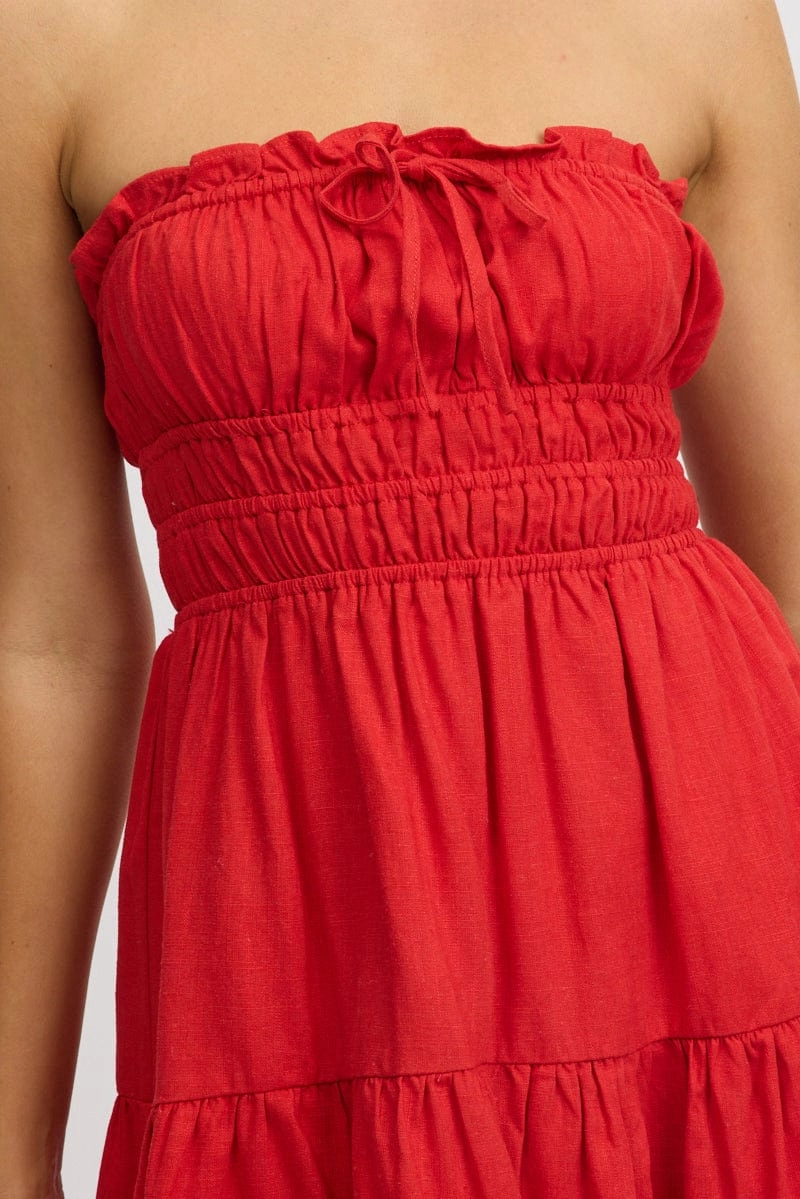 Red Strapless Dress Mini