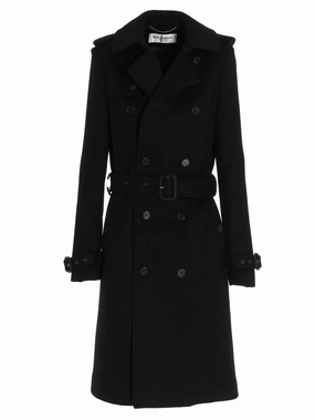 Saint Laurent Double-Breasted Long-Sleeved Coat