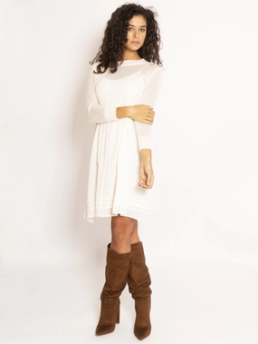 Slip Dress with Sweater - Cream White