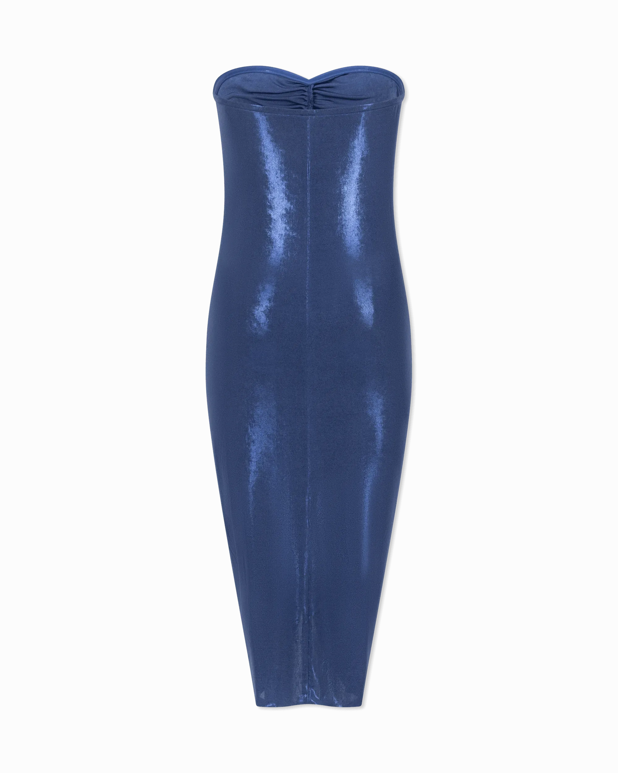 Strapless Shirred Front to Knee Dress