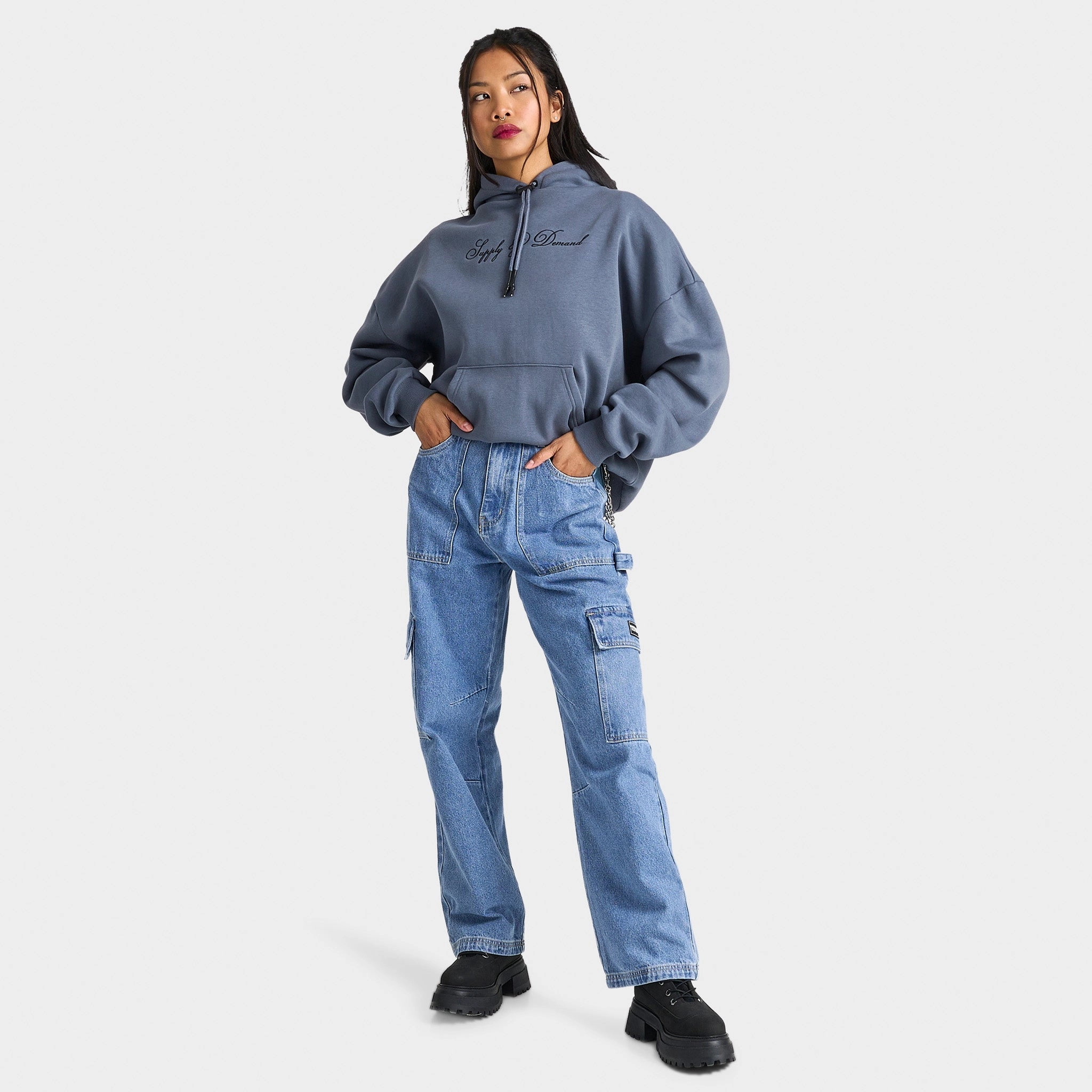 Supply & Demand Women's Superior Denim Cargo Pants / Blue