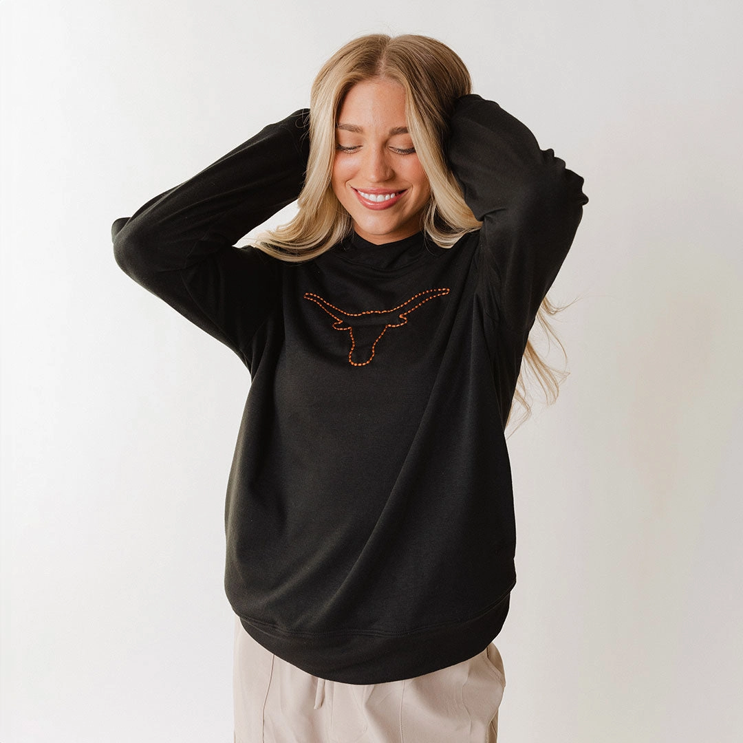 Texas Embroidered City Pullover, Black