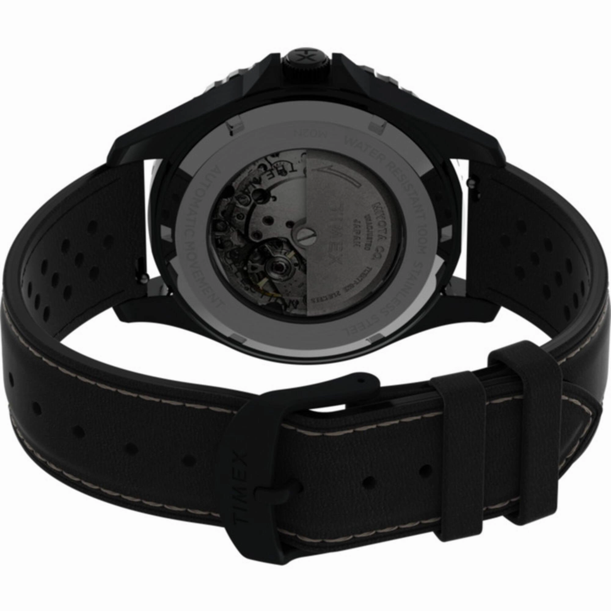 Timex Men's Watch - Navi XL Automatic Date Display Black Leather Strap | TW2V41400ZV