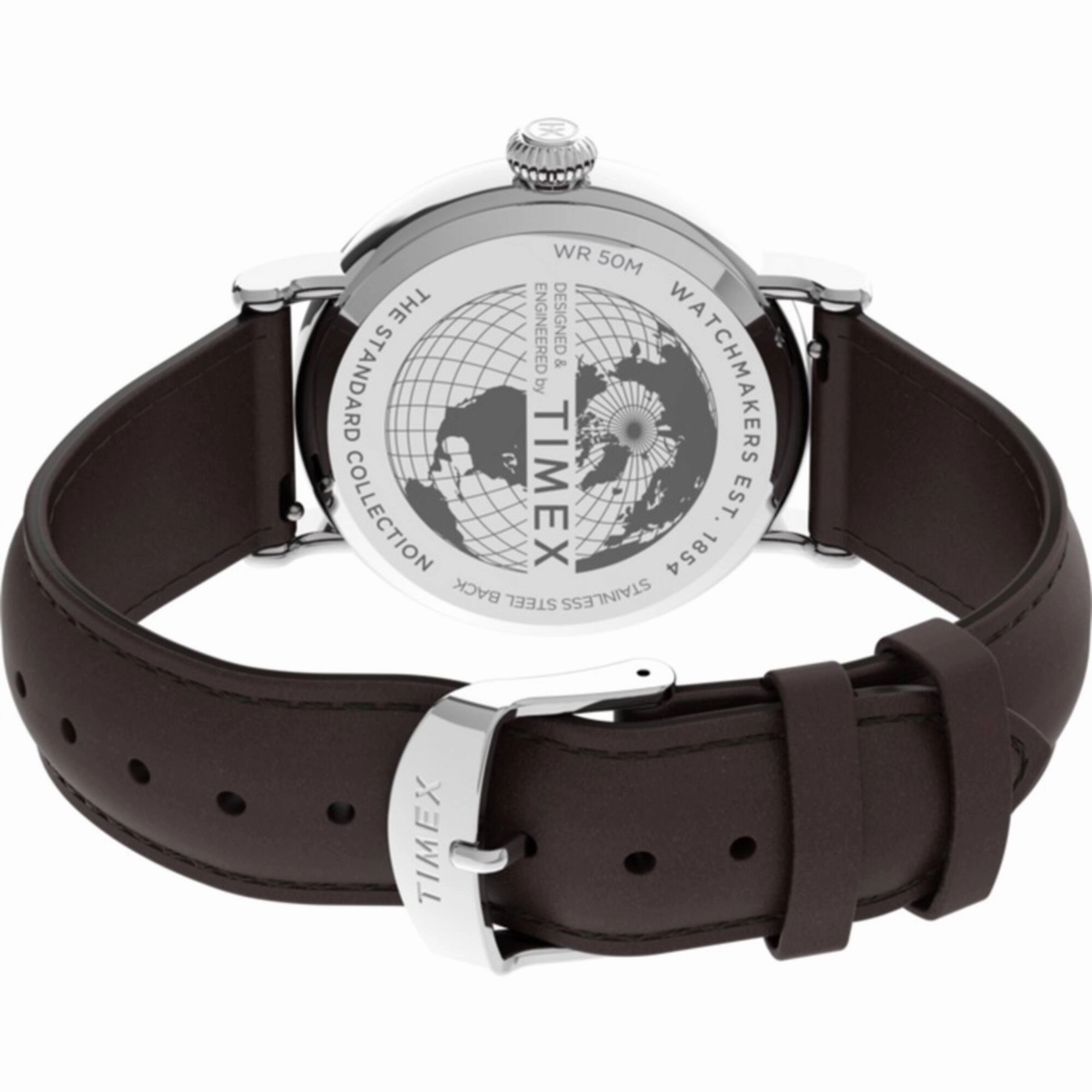 Timex Men's Watch - Standard Quartz Cream Dial Black Leather Strap | TW2V27800
