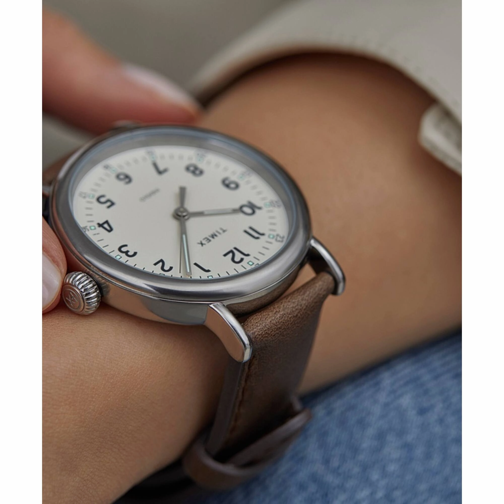 Timex Men's Watch - Standard Quartz Cream Dial Black Leather Strap | TW2V27800