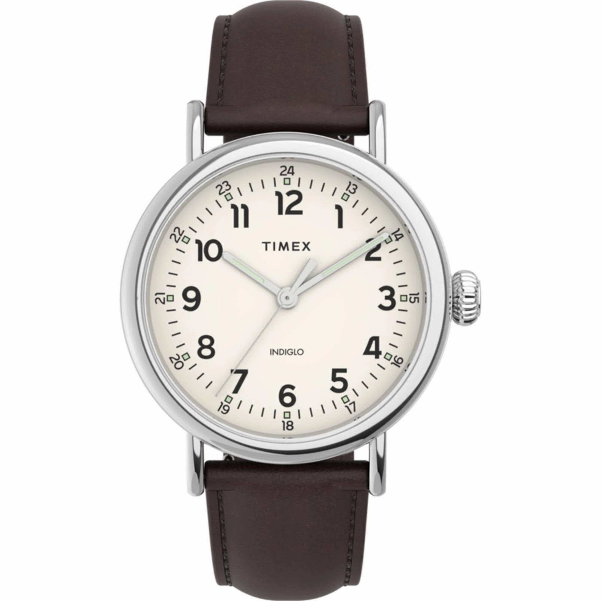 Timex Men's Watch - Standard Quartz Cream Dial Black Leather Strap | TW2V27800