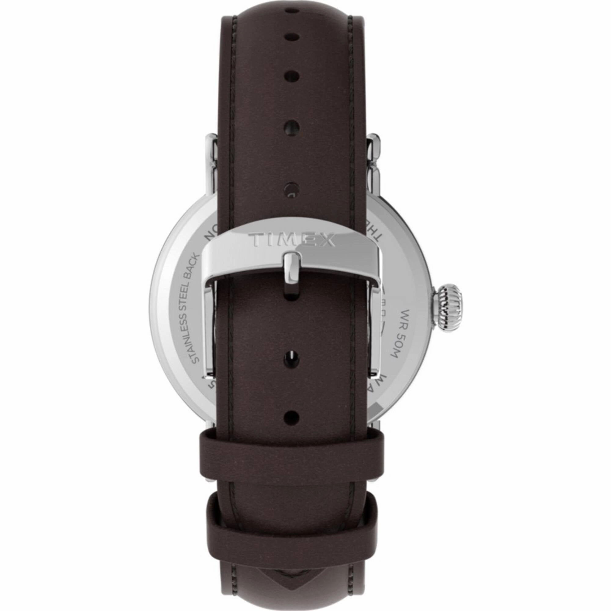 Timex Men's Watch - Standard Quartz Cream Dial Black Leather Strap | TW2V27800