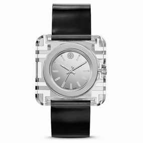 Tory Burch Women's TRB3001 Chronograph Silver Tone Blue Dial Nylon Strap Watch