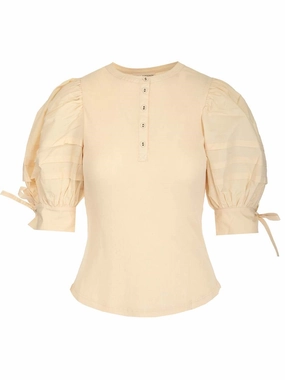 Ulla Johnson Round Neck Puff Sleeve Blouse