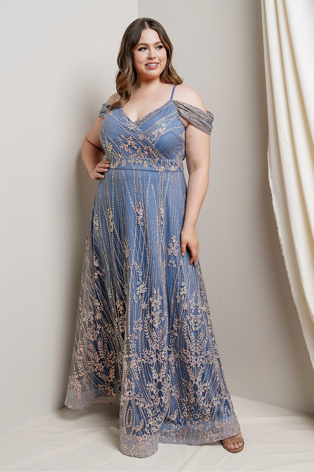 Vanessa Dress in Blue - Plus