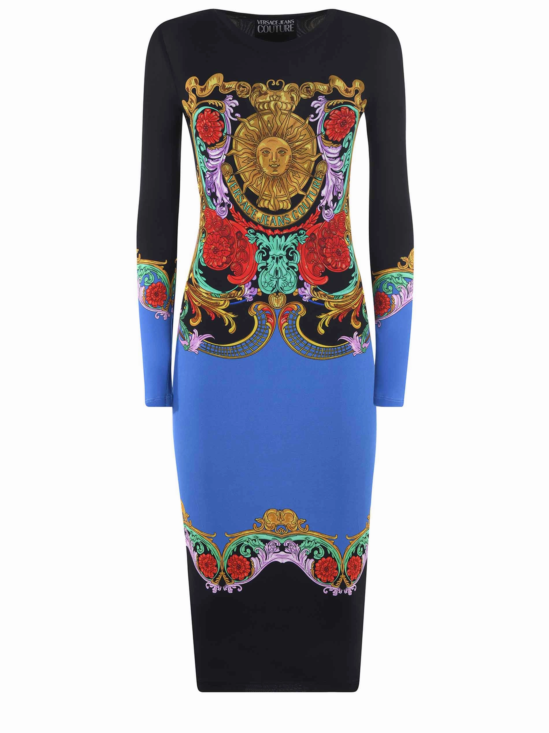 Versace Jeans Couture Garland Sun Regalia Baroque Long-Sleeved Dress
