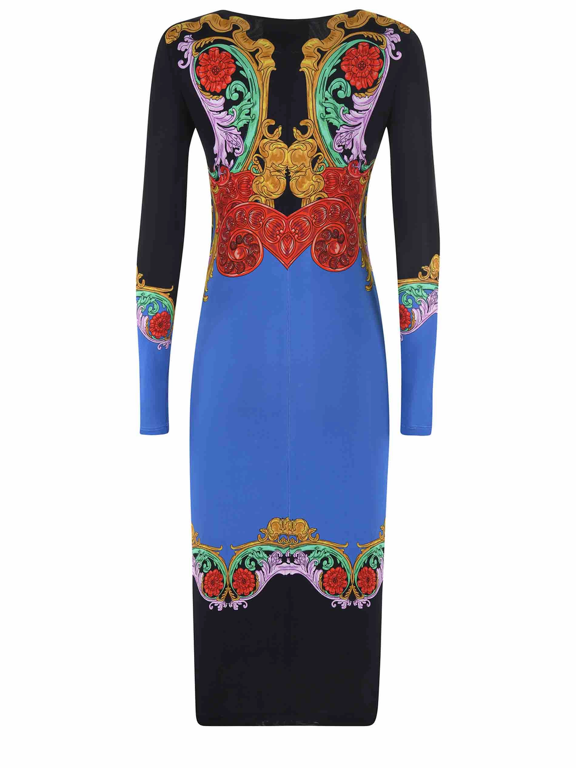 Versace Jeans Couture Garland Sun Regalia Baroque Long-Sleeved Dress