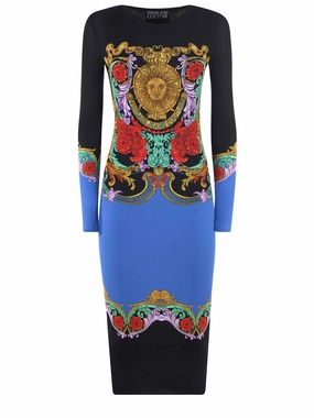 Versace Jeans Couture Garland Sun Regalia Baroque Long-Sleeved Dress