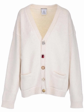 Vetements Embellished-Button Knit Cardigan