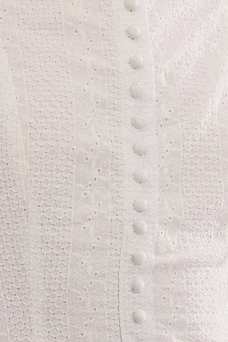 White Midi Dress Drop Waist Lace Fabric