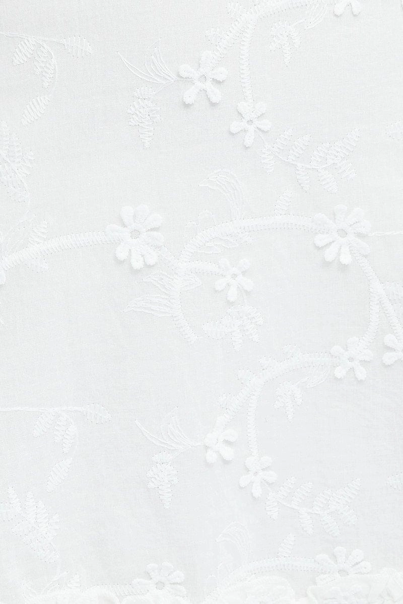 White Mini Dress Wing Sleeve Cotton Lace