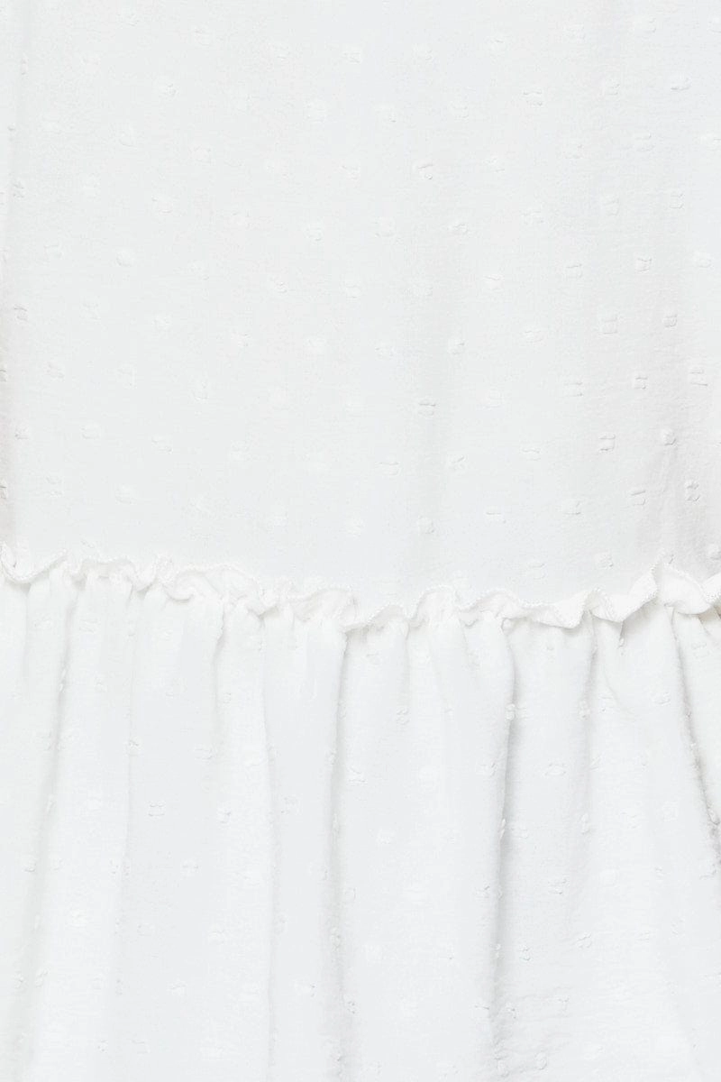 White Peplum Top Short Sleeve Button Front