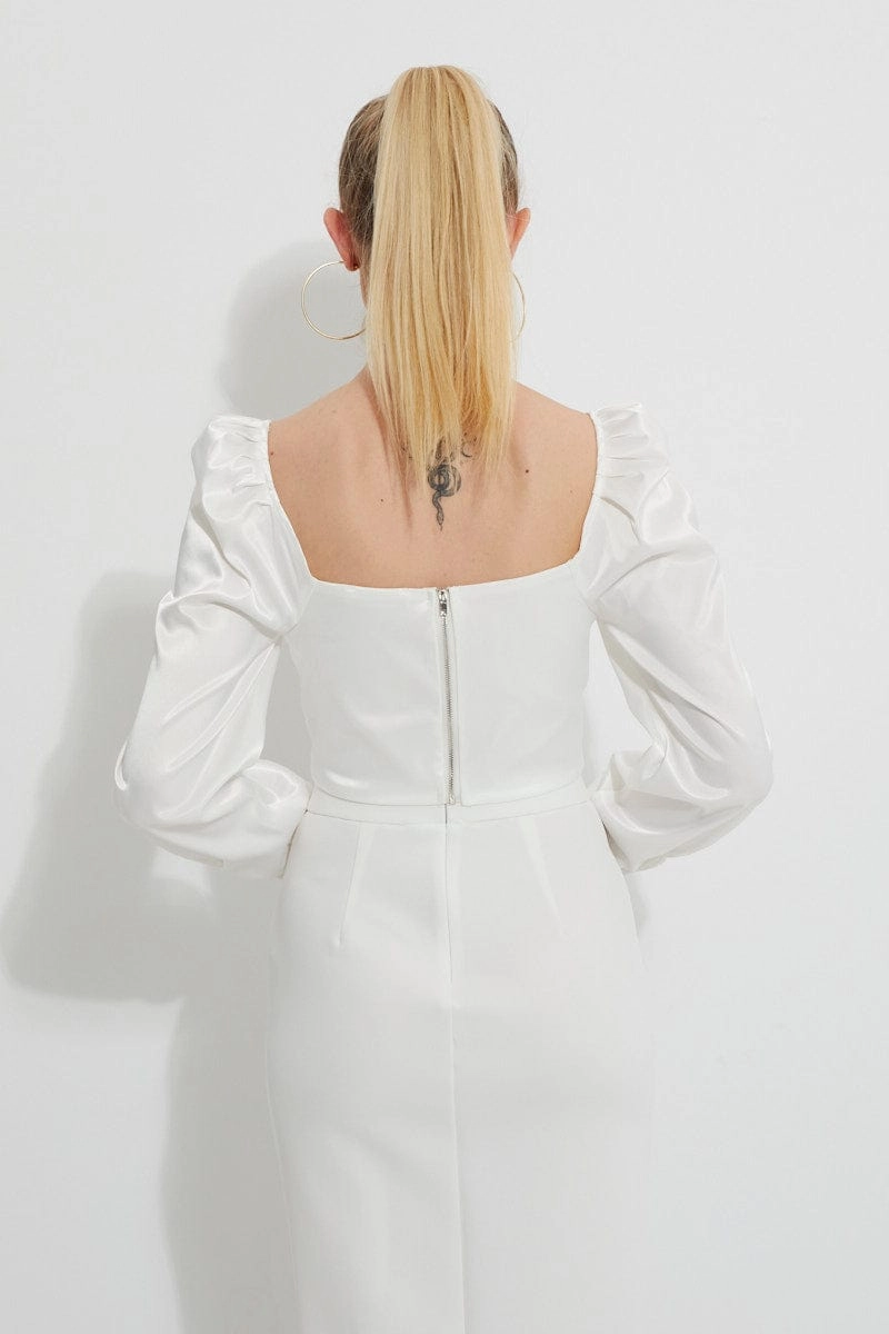 White Puff Sleeve Bustier Top
